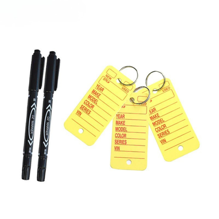 Yellow Auto Service Car Dealer Key Tags