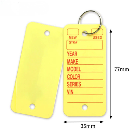 Yellow Auto Service Car Dealer Key Tags