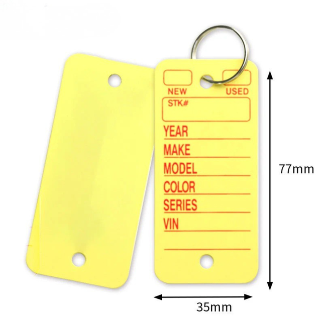 Yellow Auto Service Car Dealer Key Tags