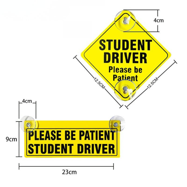 Car Funny Student Rookie Driver Sticker With Suckers