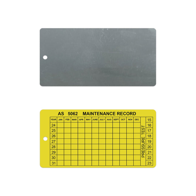 5062 Fire Equipment Aluminum Maintenance Record Tag